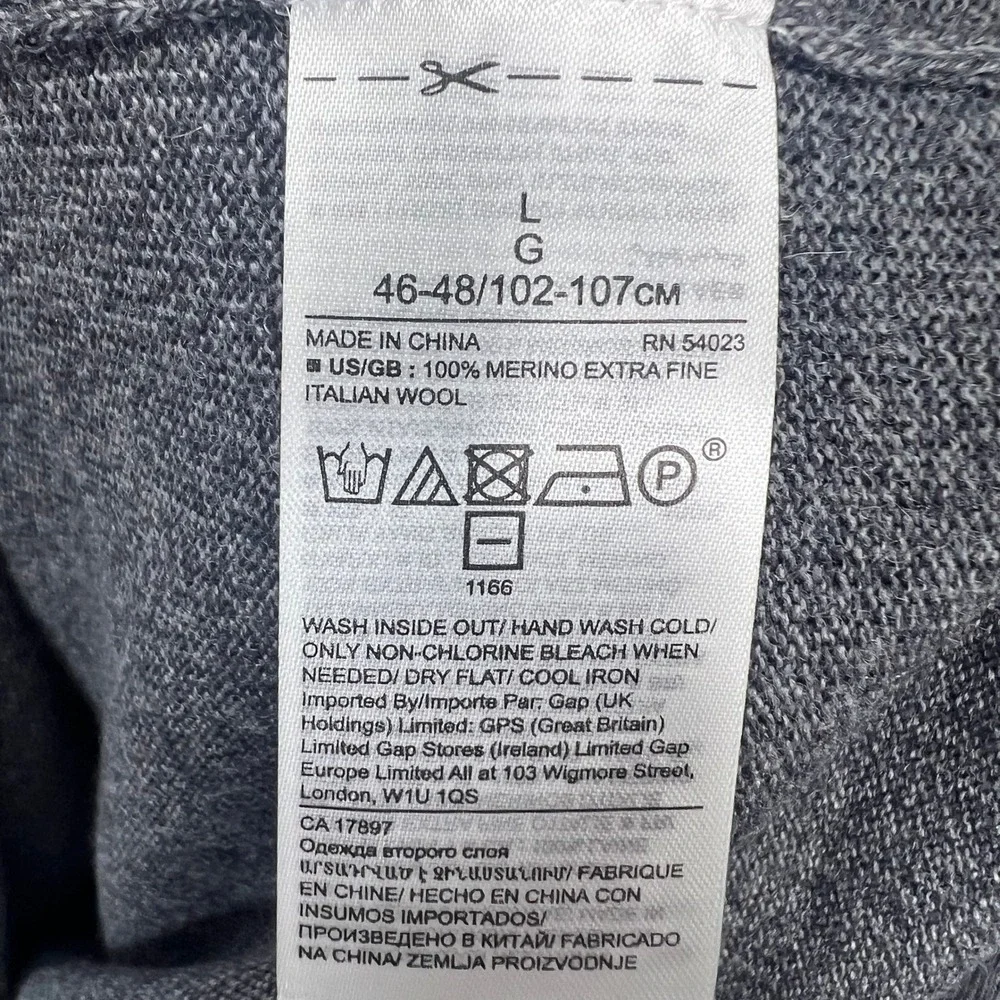 Banana Republic Sweater Men L Grey Italian‎ Merino Wool Crewneck Pullover NWOT